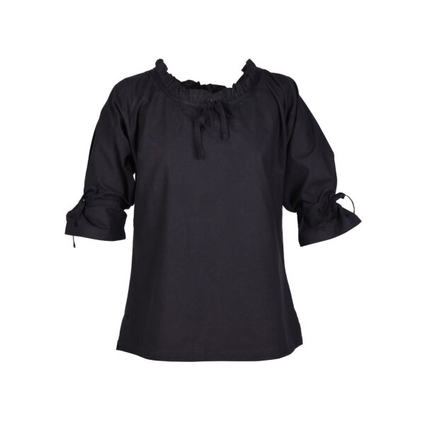 Markt-Mittelalter Bluse Birga 3/4 Arm Schwarz Größe S