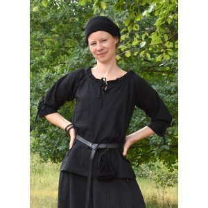 Markt-Mittelalter Bluse Birga 3/4 Arm Schwarz Größe S