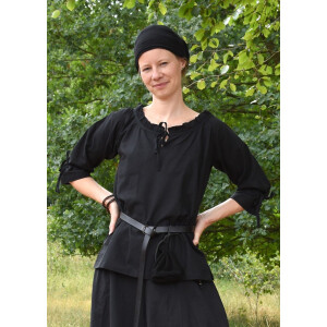 Markt-Mittelalter Bluse Birga 3/4 Arm Schwarz Größe L