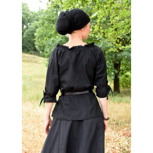 Markt-Mittelalter Bluse Birga 3/4 Arm Schwarz Größe XL