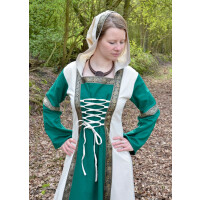 Fantasy-Medieval dress Eleanor with hood green / natural white size XL