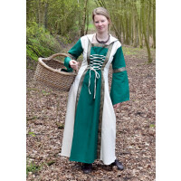Fantasy-Medieval dress Eleanor with hood green / natural white size XL