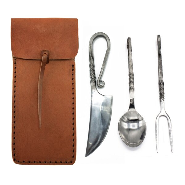 Waggoner cutlery set knife spoon fork with leather bag