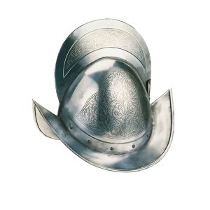 Spanischer Morion Helm, graviert, Marto