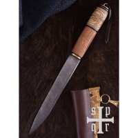 Wikinger-Messer, Damaststahl, Holz-/Knochengriff m. Knotenmuster