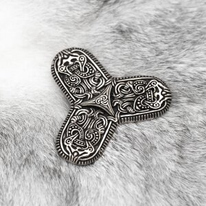 Viking Trefoil-Shaped Cloak Ornament Tranby silver