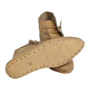 Mittelalter Schuhe Typ London einfach genagelte Sohle Naturbraun 46
