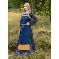 Viking apron dress embroidered red / green-blue M