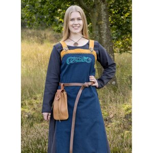 Viking apron dress embroidered red / green-blue XL