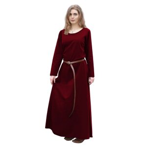 robe haut-médiévale Afra en toile bordeaux