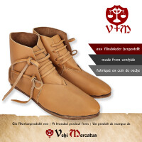 Mittelalter Schuhe Typ London genagelte Doppelsohle Naturbraun Gr. 45