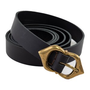 Medieval leather belt 30mm with brass buckle black