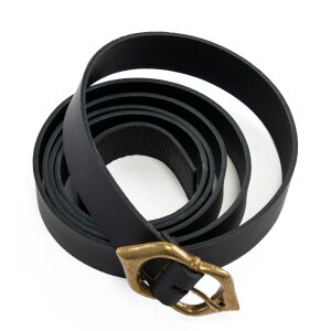 Medieval leather belt 30mm with brass buckle black