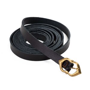 Medieval leather belt 15mm with brass buckle black