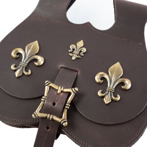Medieval Kidney Bag with Fleur de Lys Fittings  brown