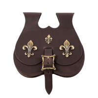 Medieval Kidney Bag with Fleur de Lys Fittings  brown