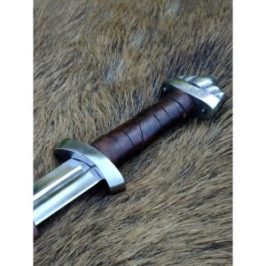 10c Viking Sword w/ scabbard, five-lobed pommel, practical blunt