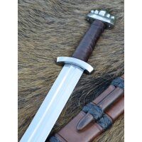 10c Viking Sword w/ scabbard, five-lobed pommel, practical blunt