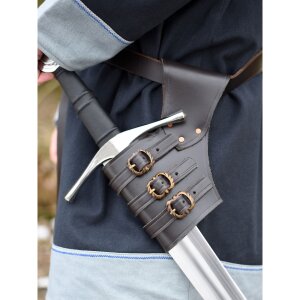 Adjustable brown leather sword holder