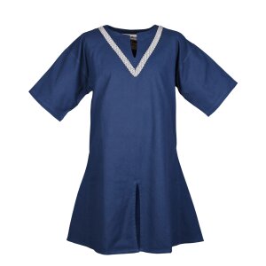 Medieval Braided Tunic Ailrik for Children, short-sleeved, blue