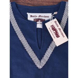 Medieval Braided Tunic Ailrik for Children, short-sleeved, blue size 110