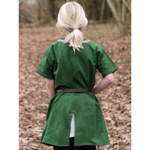 Medieval Braided Tunic Ailrik for Children, short-sleeved, green size 110