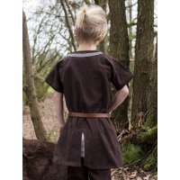 Medieval Braided Tunic Ailrik for Children, short-sleeved, brown size 146
