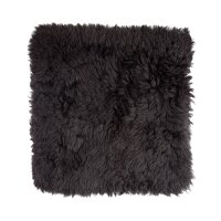 Sheepskin seat cover black long hair 40 x 40 cm