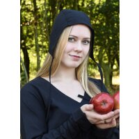 Mittelalterliche Bundhaube mit Bändel Natur, Braun, Rot oder Schwarz