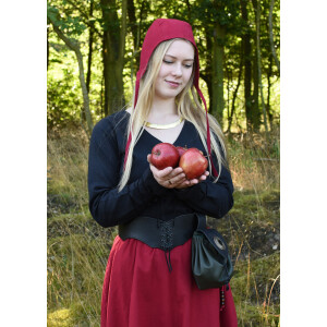 Mittelalterliche Bundhaube mit Bändel Rot