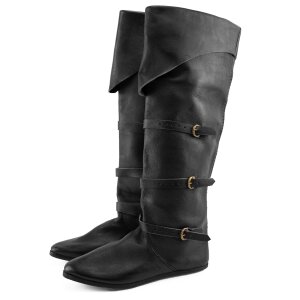 late medieval high bucket boots black 15th century