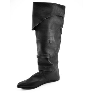 late medieval high bucket boots black 15th century