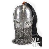 Viking Spectacle Helmet, 2 mm Steel, with Plume and Chaimail Aventail