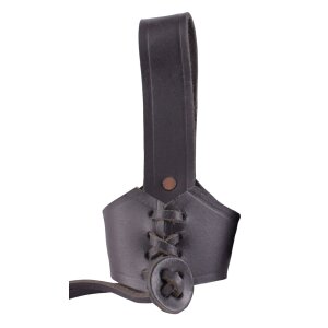 Leather belt-holder for drinking horn 0.4l, large, black