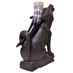 Wolf, Wooden Drinking Horn Stand, brown