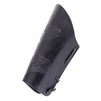 Bracer - Leather wristband with embossed thors hammer, black