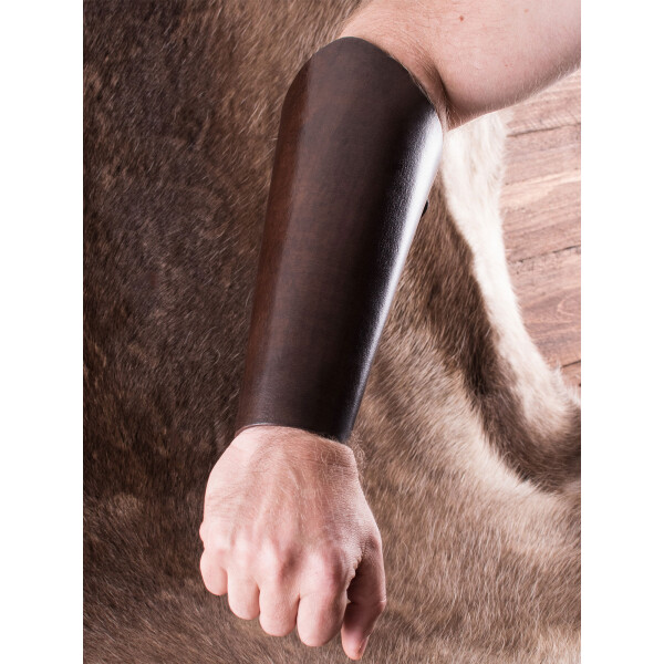 Bracer leather Wristguard with Thor's Hammer Motif, long