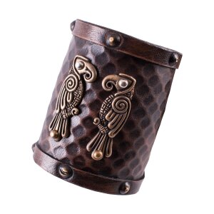 Armband mit Wikinger Motiv aus Leder Hugin und Munin