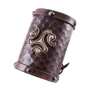Armband oder Armschiene aus Leder mit Keltischem Triskel-Motiv