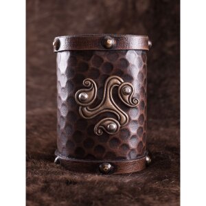 Leather Wristguard with Celtic Triskelion Motif