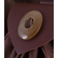 Leather bag with horn button, antique brown