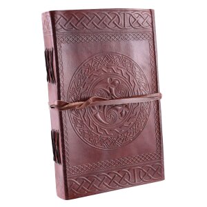 Leather Diary with Celtic symbol, brown, approx. 21 x 14 cm