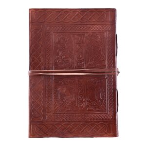 Leather Diary with Celtic symbol, brown, approx. 21 x 14 cm