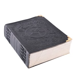 Black Leather Diary with Pentagram, approx. 18 x 23 cm