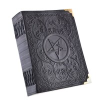 Black Leather Diary with Pentagram, approx. 18 x 23 cm