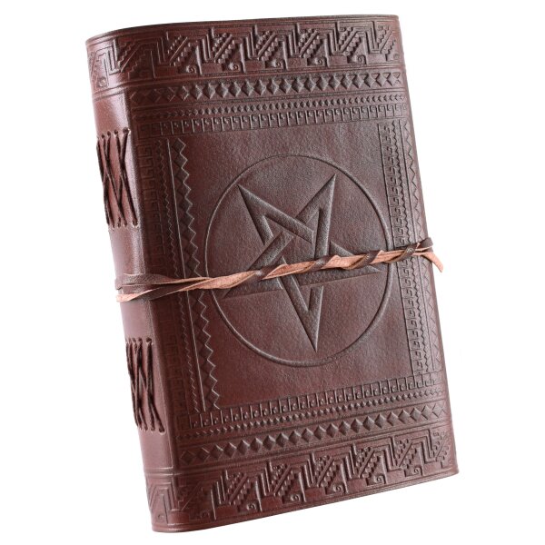 Leather Diary with Pentagram, brown, approx. 21 x 14 cm