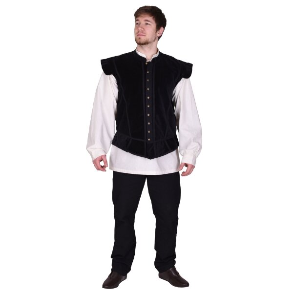 Velvet Doublet Victor with Metal Buttons, black XL