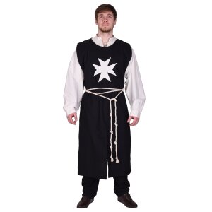 Mittelalter Wappenrock, Johanniter, schwarz/natur XL/XXL