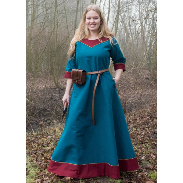 Medieval Dress Gesine, Canvas, teal blue XXL