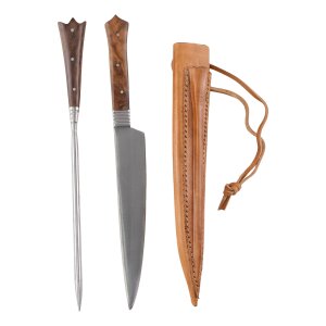 Medieval cutlery type 3 with double scabbard wooden handle